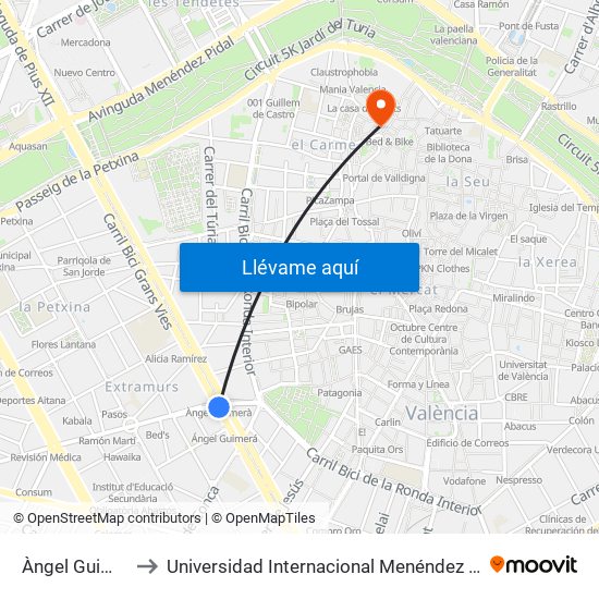 Àngel Guimerà to Universidad Internacional Menéndez Pelayo map