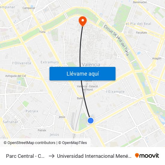 Parc Central - Centelles to Universidad Internacional Menéndez Pelayo map