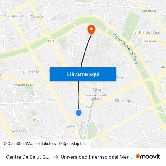 Centre De Salut Gil I Morte to Universidad Internacional Menéndez Pelayo map