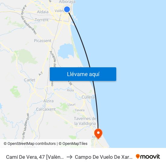 Camí De Vera, 47 [València] to Campo De Vuelo De Xaraco map