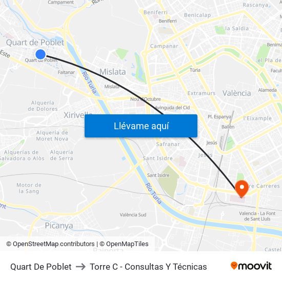 Quart De Poblet to Torre C - Consultas Y Técnicas map