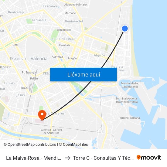 La Malva-Rosa - Mendizábal to Torre C - Consultas Y Técnicas map