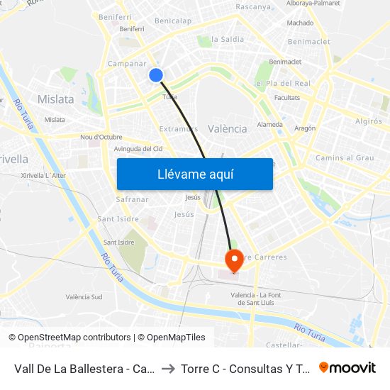 Vall De La Ballestera - Campanar to Torre C - Consultas Y Técnicas map