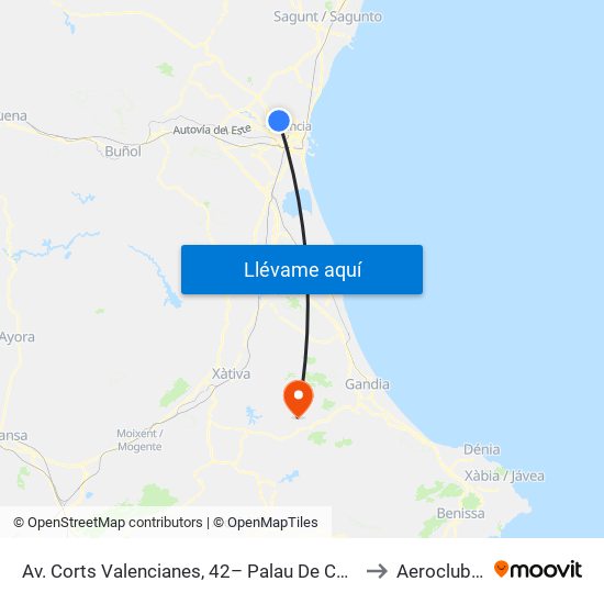 Av. Corts Valencianes, 42– Palau De Congressos [València] to Aeroclub Balica map