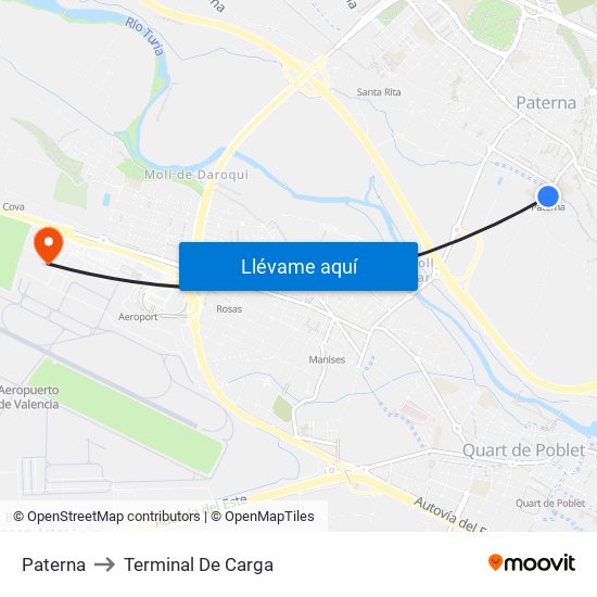Paterna to Terminal De Carga map