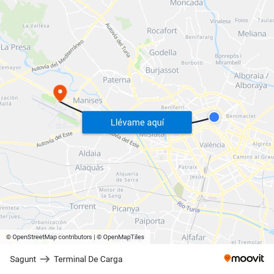 Sagunt to Terminal De Carga map