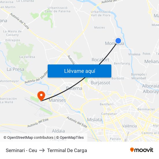 Seminari - Ceu to Terminal De Carga map