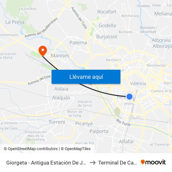 Giorgeta - Antigua Estación De Jesús to Terminal De Carga map