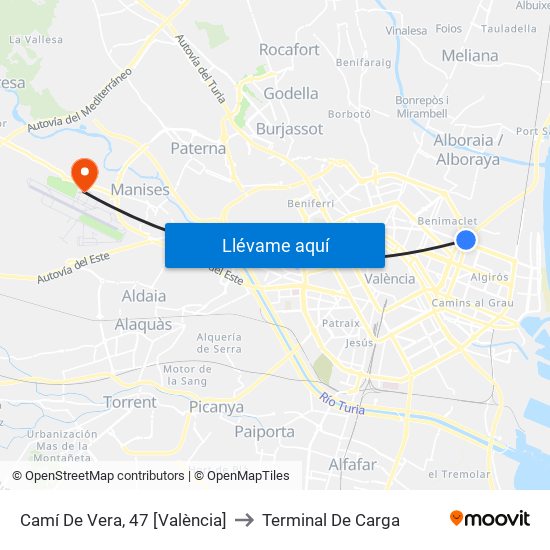 Camí De Vera, 47 [València] to Terminal De Carga map