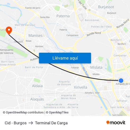 Cid - Burgos to Terminal De Carga map