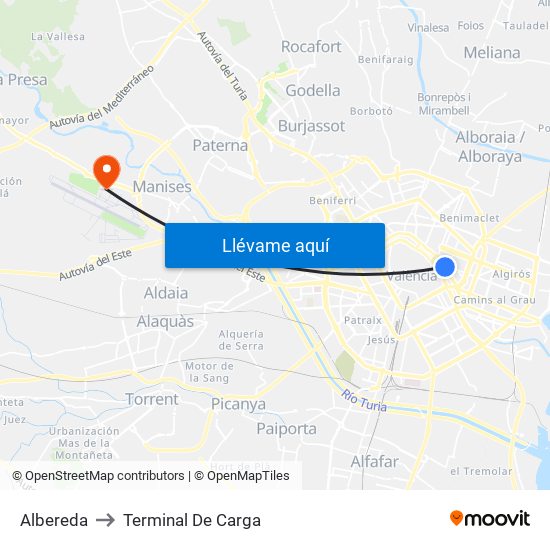 Albereda to Terminal De Carga map