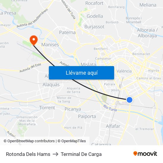 Rotonda Dels Hams to Terminal De Carga map