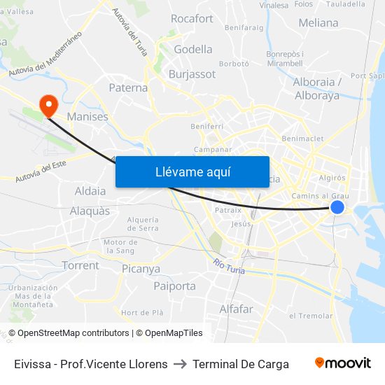 Eivissa - Prof.Vicente Llorens to Terminal De Carga map