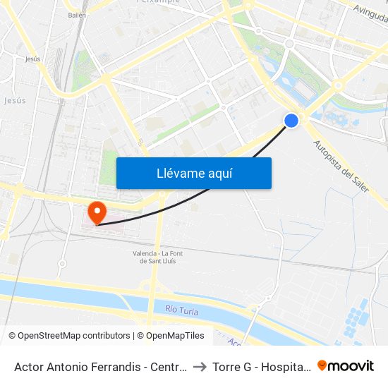 Actor Antonio Ferrandis - Centre Comercial to Torre G - Hospitalización map