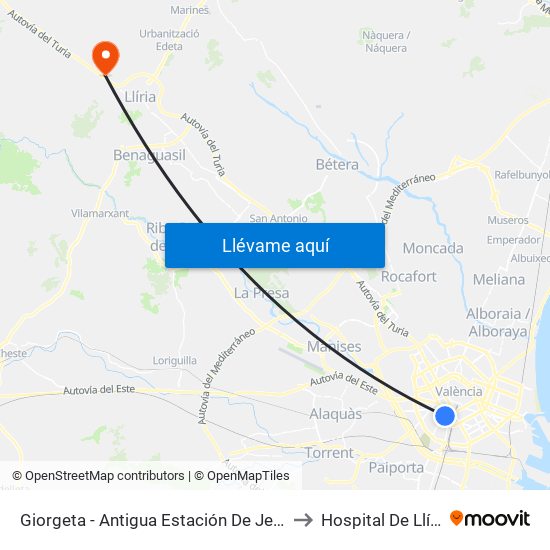 Giorgeta - Antigua Estación De Jesús to Hospital De Llíria map
