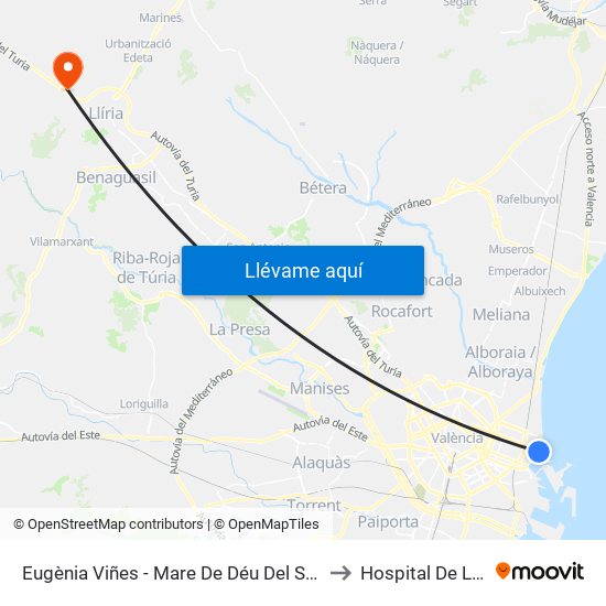 Eugènia Viñes - Mare De Déu Del Sufragi to Hospital De Llíria map