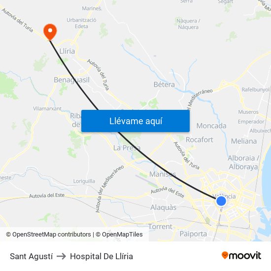 Estació Del Nord - Guillem De Castro to Hospital De Llíria map