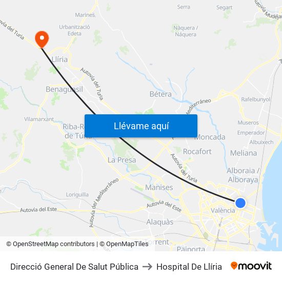 Direcció General De Salut Pública to Hospital De Llíria map