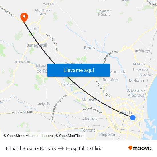 Eduard Boscà - Balears to Hospital De Llíria map