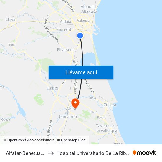 Alfafar-Benetússer to Hospital Universitario De La Ribera map