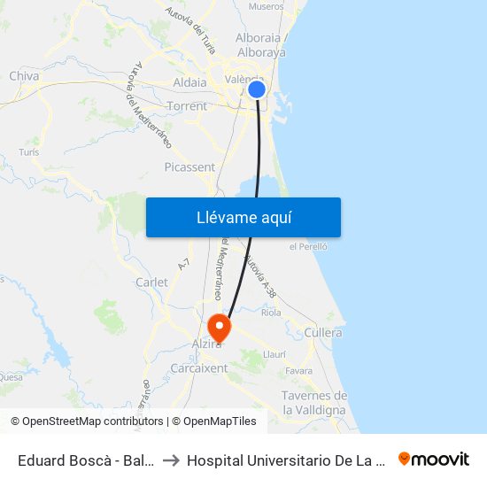 Eduard Boscà - Balears to Hospital Universitario De La Ribera map