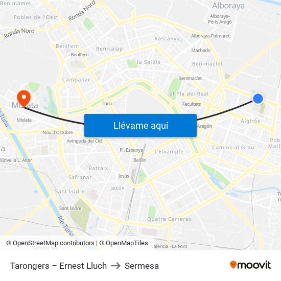 Tarongers – Ernest Lluch to Sermesa map