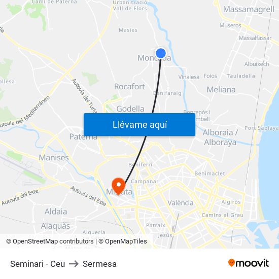 Seminari - Ceu to Sermesa map