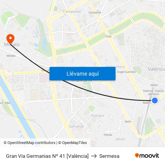 Gran Vía Germanias Nº 41 [València] to Sermesa map