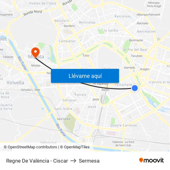 Regne De València - Ciscar to Sermesa map