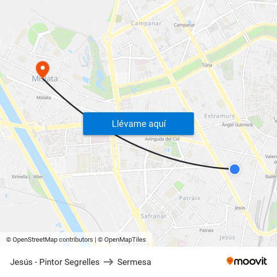 Jesús - Pintor Segrelles to Sermesa map