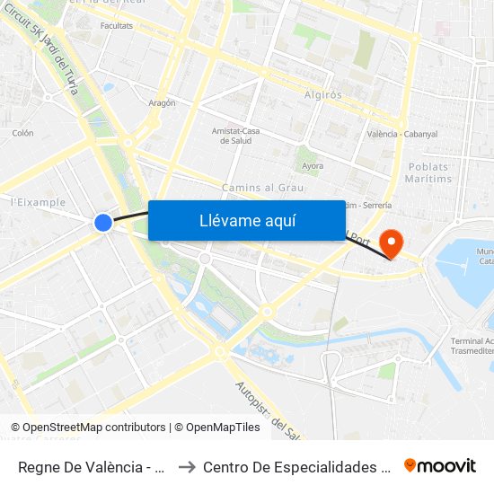 Regne De València - Ciscar to Centro De Especialidades El Grao map