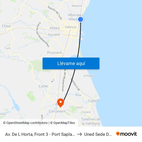 Av. De L Horta, Front 3 - Port Saplaya [Alboraia] to Uned Sede De Alzira map