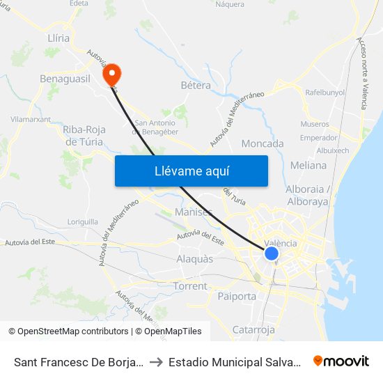 Sant Francesc De Borja - Jesús to Estadio Municipal Salvador Martí map