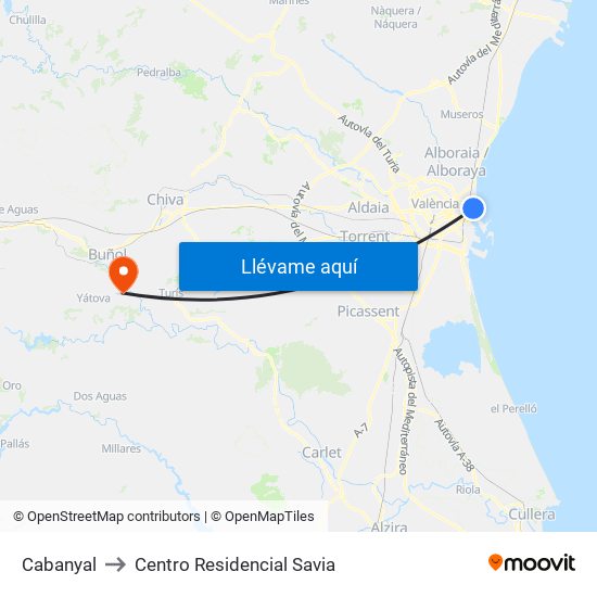 Cabanyal to Centro Residencial Savia map