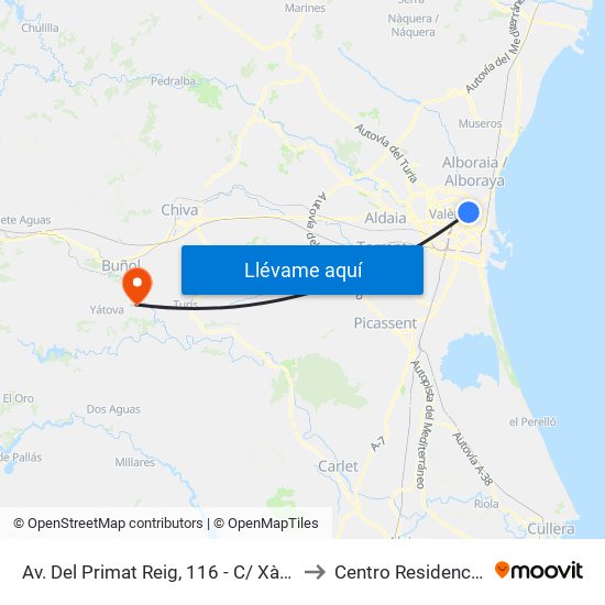 Av. Del Primat Reig, 116 - C/ Xàbia [València] to Centro Residencial Savia map
