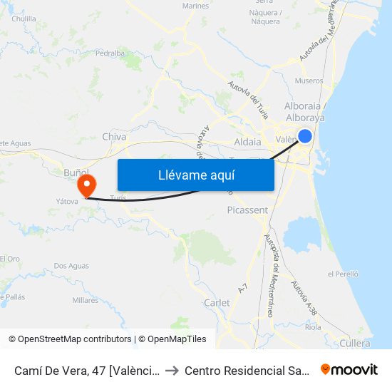 Camí De Vera, 47 [València] to Centro Residencial Savia map