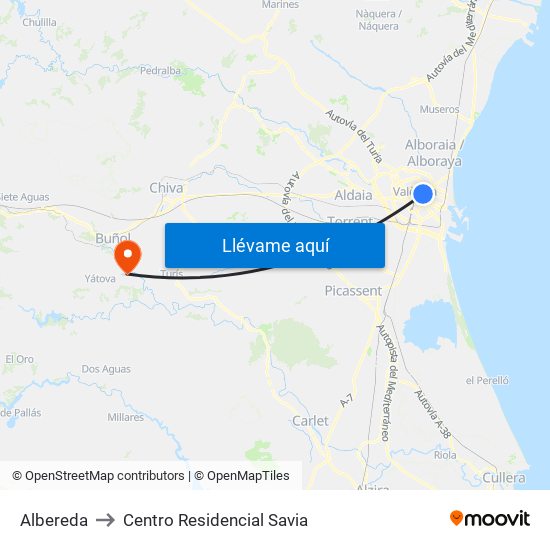 Albereda to Centro Residencial Savia map
