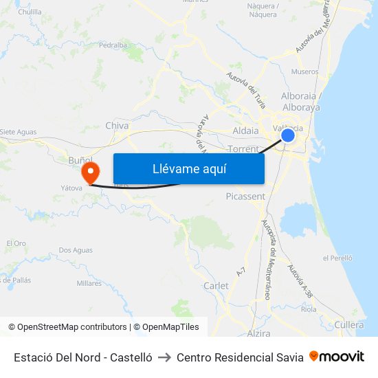 Estació Del Nord - Castelló to Centro Residencial Savia map