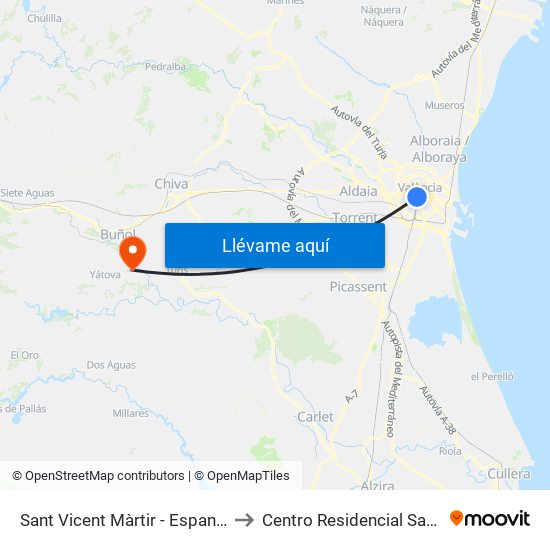 Sant Vicent Màrtir - Espanya to Centro Residencial Savia map