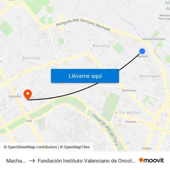 Machado to Fundación Instituto Valenciano de Oncología map