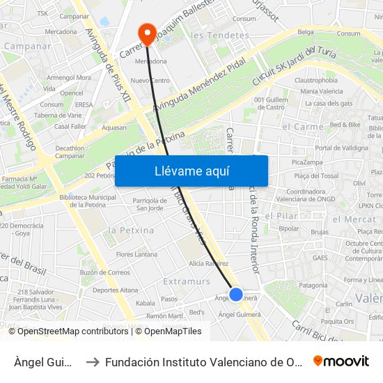 Àngel Guimerà to Fundación Instituto Valenciano de Oncología map