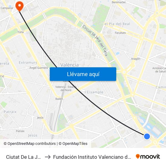 Ciutat De La Justícia to Fundación Instituto Valenciano de Oncología map