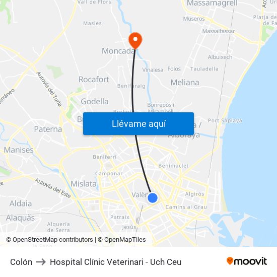 Colón to Hospital Clínic Veterinari - Uch Ceu map