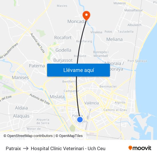 Patraix to Hospital Clínic Veterinari - Uch Ceu map