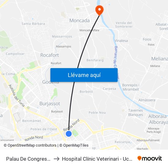 Palau De Congressos to Hospital Clínic Veterinari - Uch Ceu map