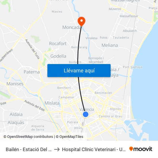 Estació Del Nord - Bailén to Hospital Clínic Veterinari - Uch Ceu map