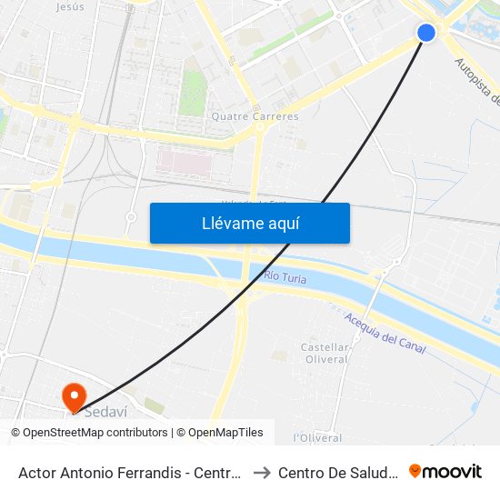 Actor Antonio Ferrandis - Centre Comercial to Centro De Salud Sedaví map