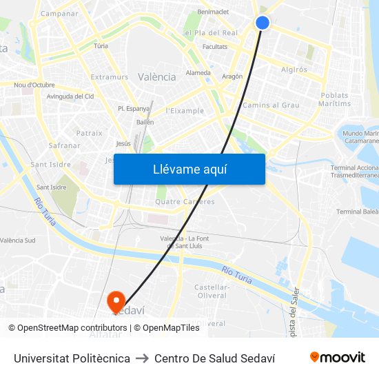 Universitat Politècnica to Centro De Salud Sedaví map