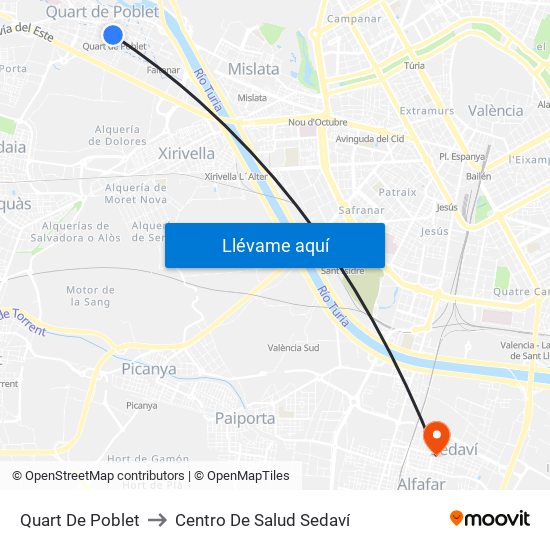 Quart De Poblet to Centro De Salud Sedaví map