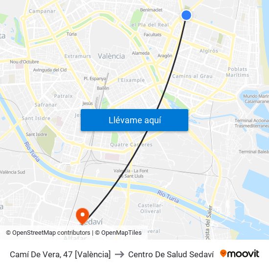 Camí De Vera, 47 [València] to Centro De Salud Sedaví map